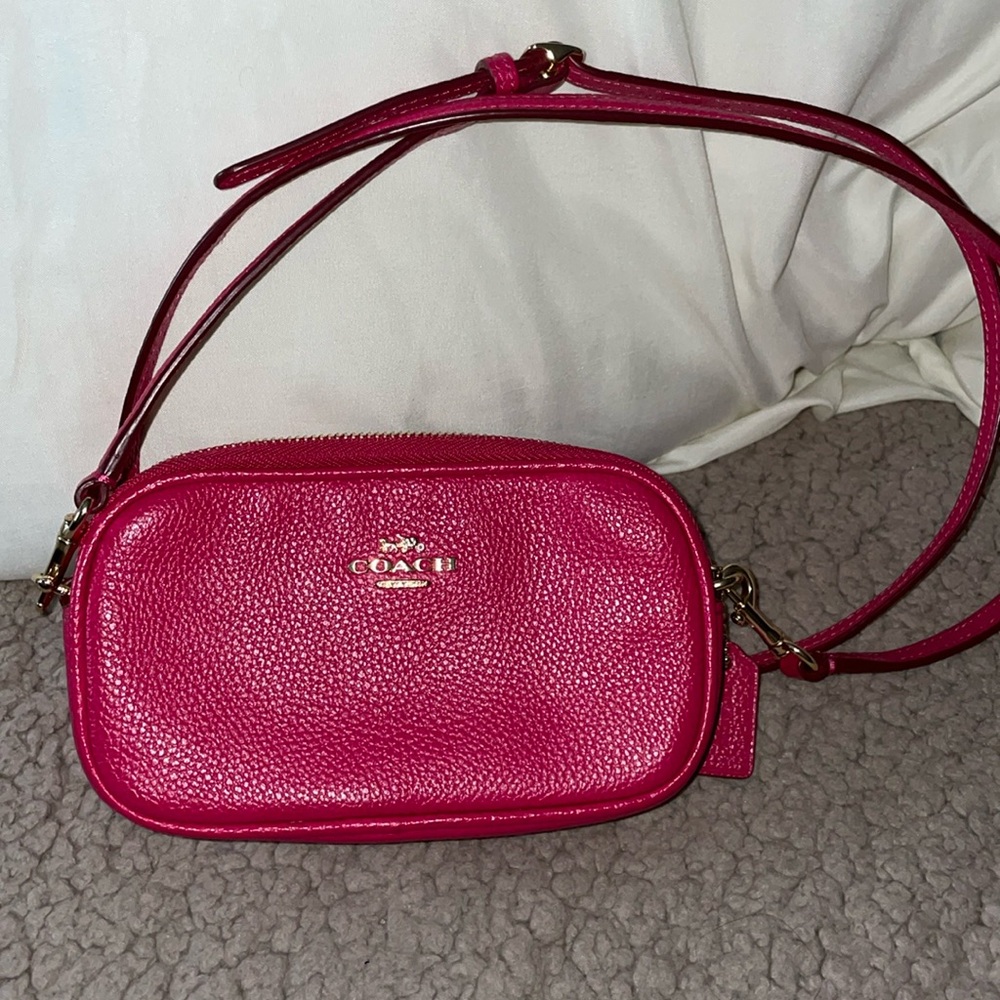 Hot pink mini coach cross body purse